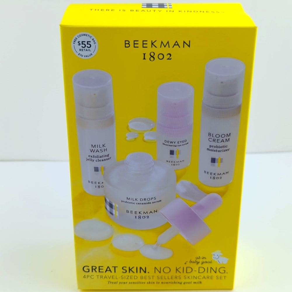 Beekman Great Skin 4pc. Travel Cosmetics Set + Cosmetics Bag $76 Retail Value